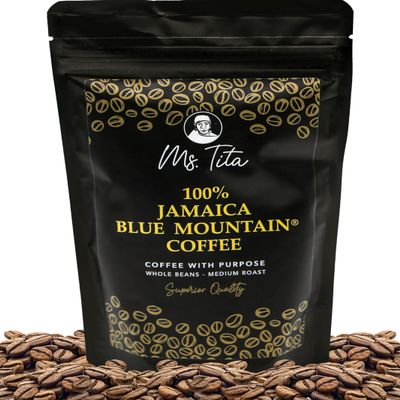 Ms. Tita Jamaica Blue Mountain Coffee Beans, 113g  JACRA Certified, Farmer-Owned, & Small-Batch Roasted - Mindfully Sourced Medium Roast Whole Beans