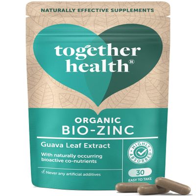 Organic Zinc Supplement - Together Health - Natural Source of Zinc from Guava Leaves - Vegan - Made in The UK - 30 Vegecaps