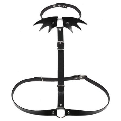 KHDFYER Women Lingerie Sexy Angel Wings Leather Harness Body Chain Women Beach Collar Waist Shoulder Necklace-Black_M