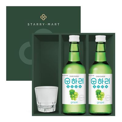 Lotte Chum Churum SOONHARI Soju Gift Box Set - Green Grape Flavour 12% Alc/vol 350ml (Pack of 2)