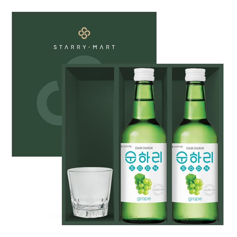 Lotte Chum Churum SOONHARI Soju Gift Box Set - Green Grape Flavour 12% Alc/vol 350ml (Pack of 2)