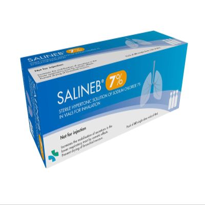Salineb 7% Sterile Hypertonic Saline Solution 7% Sodium Chloride NaCl Vials for Inhalation 60 x 4ml Single-Dose Vials