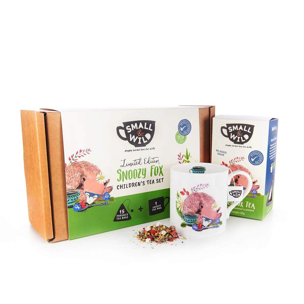 Small & Wild - Snoozy Fox Children's Tea Gift Set - Camomile, Lavender and Spearmint - Mug & 1 Box of Tea (15 Bags)