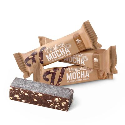 Veloforte Natural Energy & Protein Bar 33g Dual Source Carbs 9 Bar Mocha Flavour Pack, Gluten Free, Vegan, Soft & Chewy for Cycling, Running, Triathlons and Healthy Snacking, Great Taste Award Winning