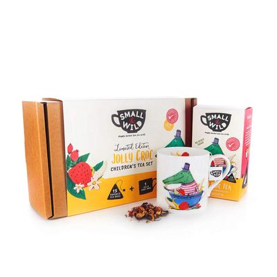 Small & Wild - Jolly Croc Children's Tea Gift Set - Strawberry, Apple & Banana - Mug & 1 Box of Tea (15 Bags)