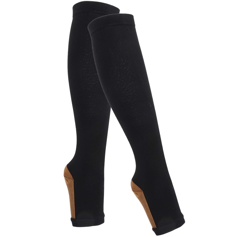 Sports Compression Socks, 2 Pcs Middle Tube Shaping Vericose Vein Socks Sport Elastic Varicose Veins Compression Socks with Zipper Calf Slimming (Zipper socks (skin color + copper bottom) L/XL)
