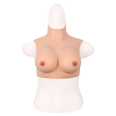 Realistic Breast Fake Silicone Boobs Cotton High Collar for Crossdressers Transgender C Cup