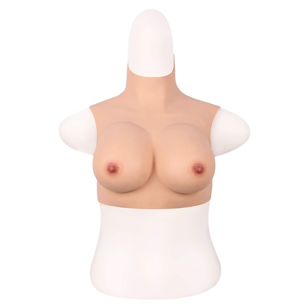 Realistic Breast Fake Silicone Boobs Cotton High Collar for Crossdressers Transgender C Cup