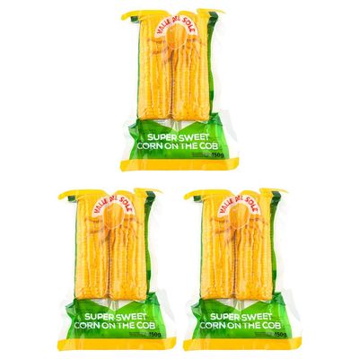 Valle Del Sole Twin Corn On The Cob Pouch, 450g (Pack of 3)
