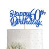 Blue Happy 60th Birthday Cake Topper, Royal Blue Glitter Cheers To 60 Years Party Cake Decorations, Supply view 1