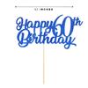 Blue Happy 60th Birthday Cake Topper, Royal Blue Glitter Cheers To 60 Years Party Cake Decorations, Supply view 3