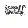 Black Happy 10th Birthday Cake Topper, Black Glitter Cheers To 10 Years Party Cakes Decorations, Supply view 2