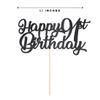 Black Happy 91st Birthday Cake Topper, Black Glitter Cheers To 91 Years Party Cakes Decorations, Supply view 2