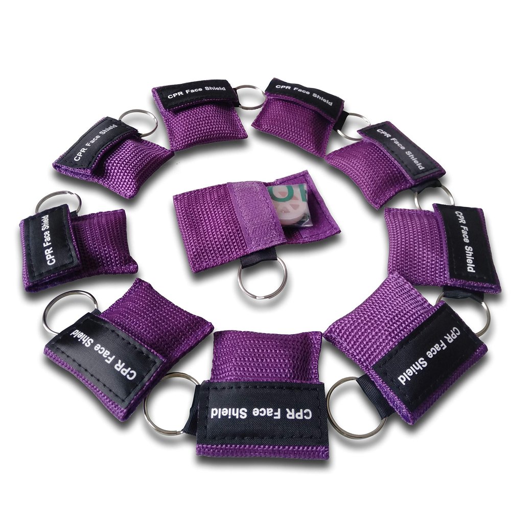 100pcs JTKENS CPR Mask Keychain Ring Emergency Kit Rescue Face Shields for First Aid or AED Training