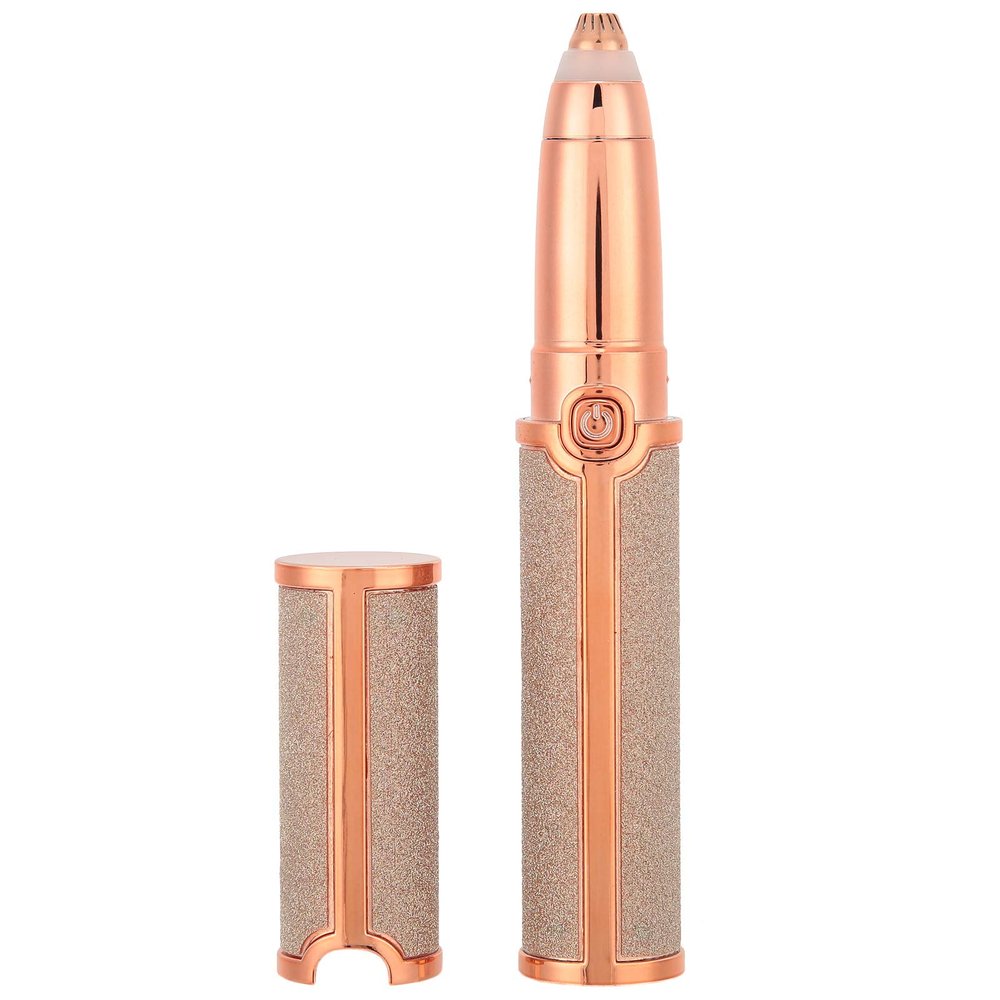 Electric Eyebrow Trimmer, USB Eyebrow Shaver, Portable Eyebrow Trimmer, Lipstick Styling Hair Removal Makeup Shaver for Women(Gold)