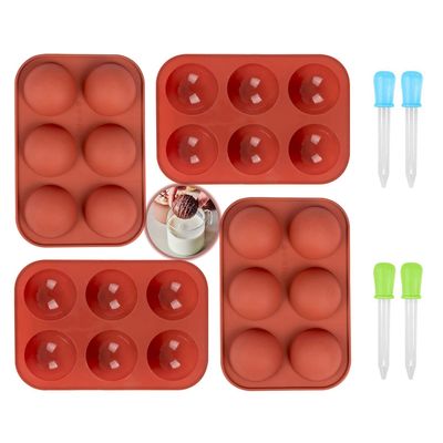 Semi Sphere Silicone Mold, Hot Chocolate Bomb Mold, Making Circle Hot Chocolate Cocoa Bomb, Half Round Cake, Candy, Ball Jelly, Dome Mousse (4 pack 6 holes 2 inch)