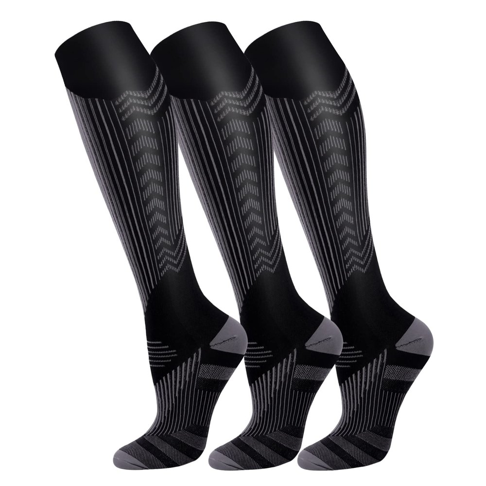 3 Pack Copper Compression Socks - Compression Socks Women & Men Circulation - Best for Medical,Running,Athletic - - L-X-L
