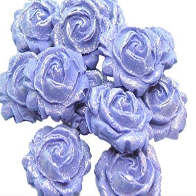 12 Edible Roses Flower Cupcake Toppers Cake Decorations (Purple)