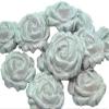 12 Edible Roses Flower Cupcake Toppers Cake Decorations (Silver) view 1