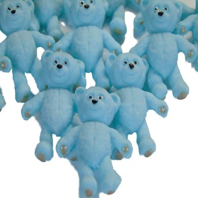 12 Edible Coloured Teddys Baby Shower Cupcake Cake Decorations (Blue)