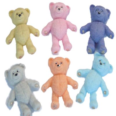 12 Edible Coloured Teddys Baby Shower Cupcake Cake Decorations (Mixed)