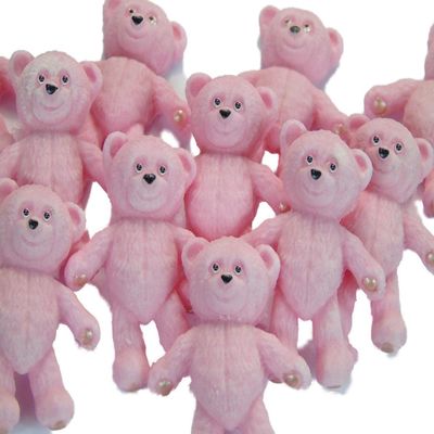 12 Edible Coloured Teddys Baby Shower Cupcake Cake Decorations (Pink)