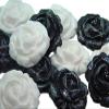 12 Mixed Edible Roses Flower Cupcake Toppers Cake Decorations (Black White) view 1