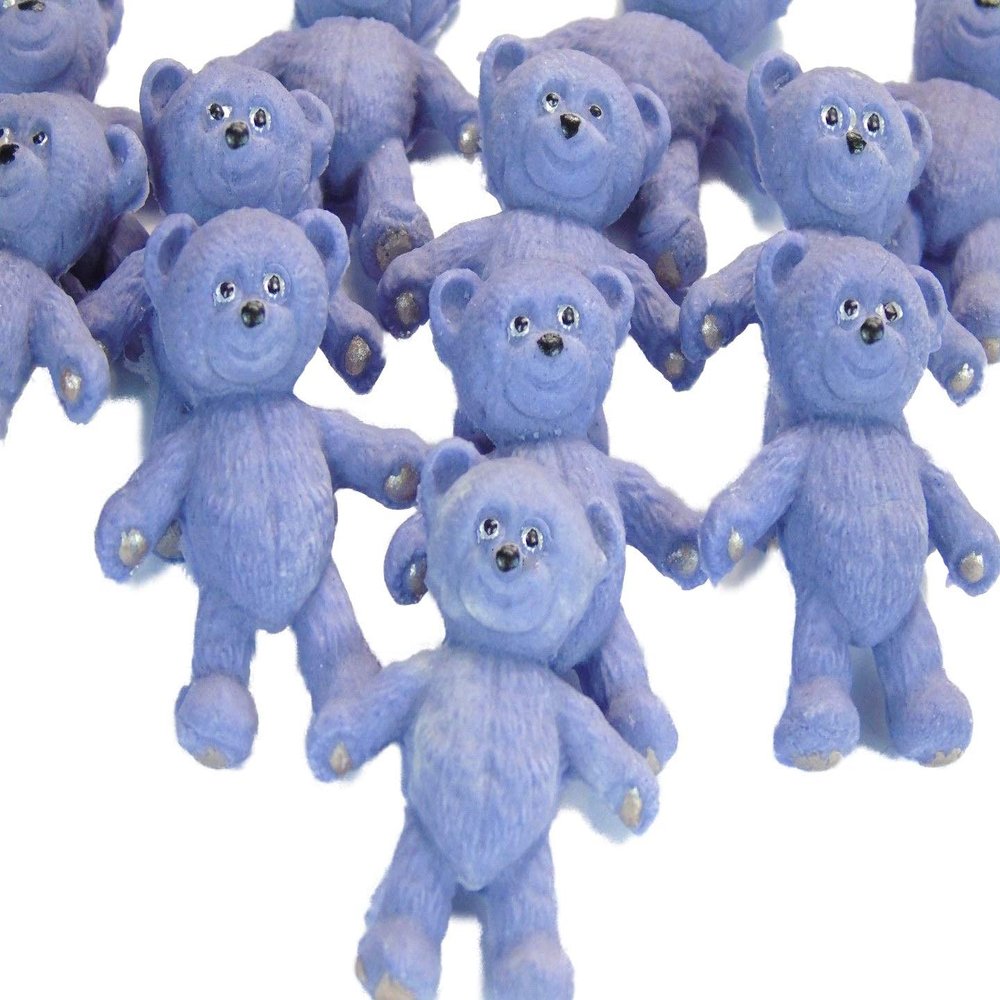 12 Edible Coloured Teddys Baby Shower Cupcake Cake Decorations (Purple)