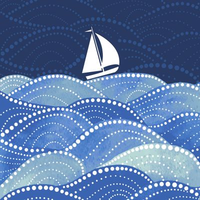 20 Lunch Napkins Sailing Boat on Waves Maritime Blue 33 cm