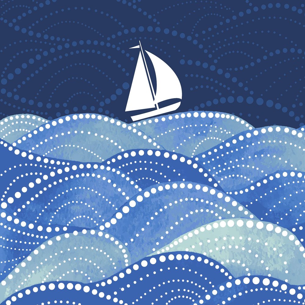20 Lunch Napkins Sailing Boat on Waves Maritime Blue 33 cm