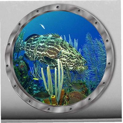 Fish Ocean View Windows Wall Door Stickers for Washing Machine Door Decor Wall Decal