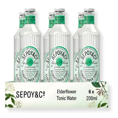 SEPOY & CO. Elderflower Tonic Water - 6 x 200ml | Low Calorie, Less Sugar | Pure Himalayan Water & 100% Natural Ingredients | Elderflower sourced from UK