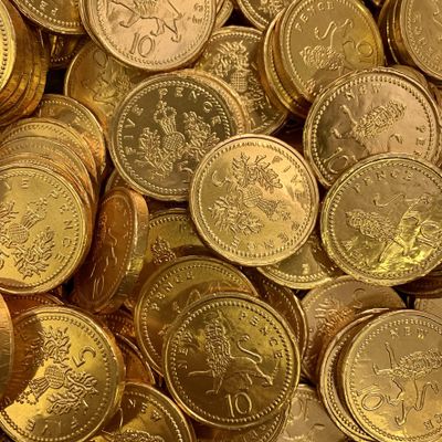 100 Gold Milk Chocolate Coins Share Bag by The Gourmet Sweet Company