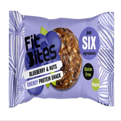 FitBites Blueberries + Nuts Energy Protein Snack Ball, Vegan, Gluten Free Pack of 16