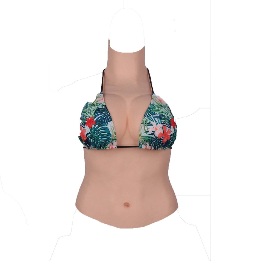 Fake Tits Half Body Realistic Silicone Breastplate Form for Crossdressers Transgender Sissy Soft Breasts C Cup (Gel)