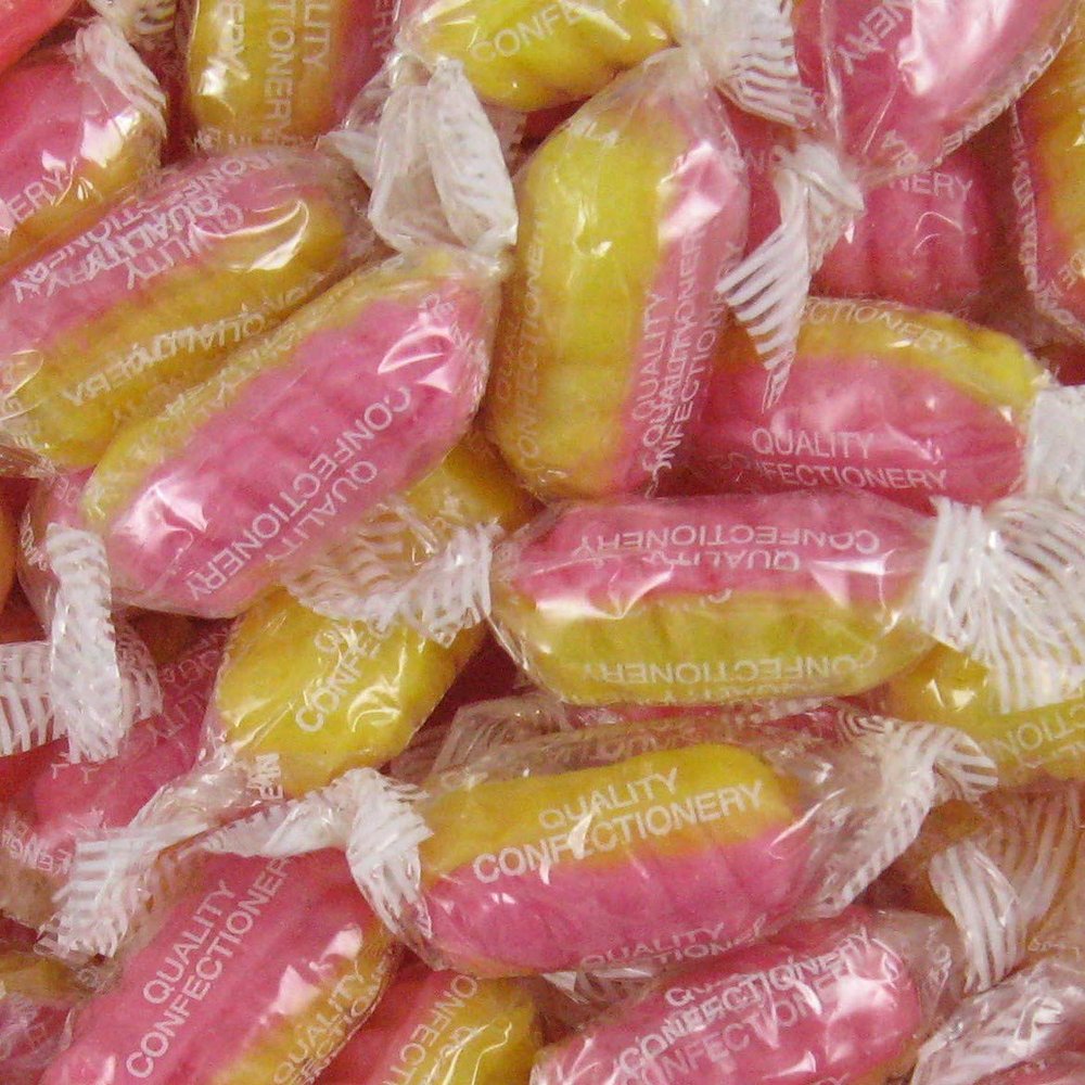 Rhubarb & Custard (Wrapped) 500g Share Bag by The Gourmet Sweet Company