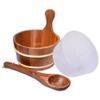Astarama Sauna Bucket and Ladle, Handmade Cedar Wooden Hot Tub Barrel Sauna Natural Sauna Spa Accessory Bath Accessories Supplies view 2