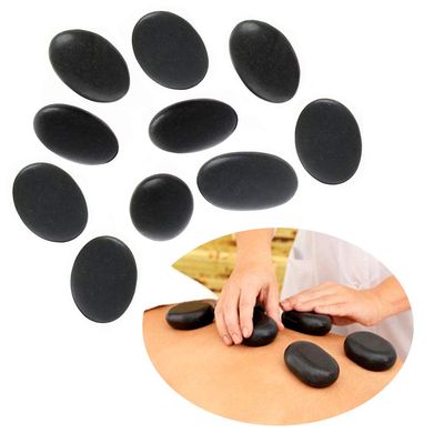 10 Pcs Hot Massage Stones Heated Warmer Natural Basalt Stones for Spa, Foot Massage, Relaxation 8 x 6 cm 