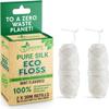 Biodegradable Mint Dental Tooth Lace Floss - 2X Refillable Flossers - 100% Organic Natural and Compostable Teeth Silk Spool - Waxed with Candelilla Wax & Eco-Friendly Zero Waste Packaging view 1