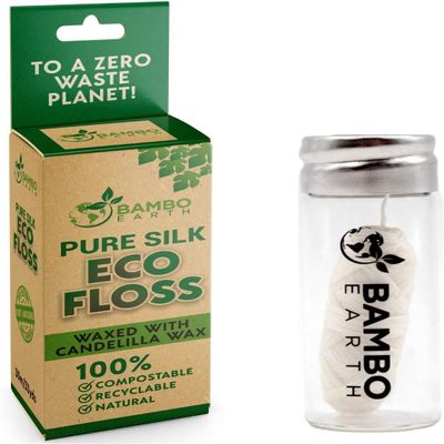 Biodegradable Mint Dental Tooth Lace Floss with Refillable & Reusable Container Holder - 100% Organic Natural and Compostable Teeth Silk Spool Waxed with Candelilla Wax & Eco-Friendly Zero Waste Box