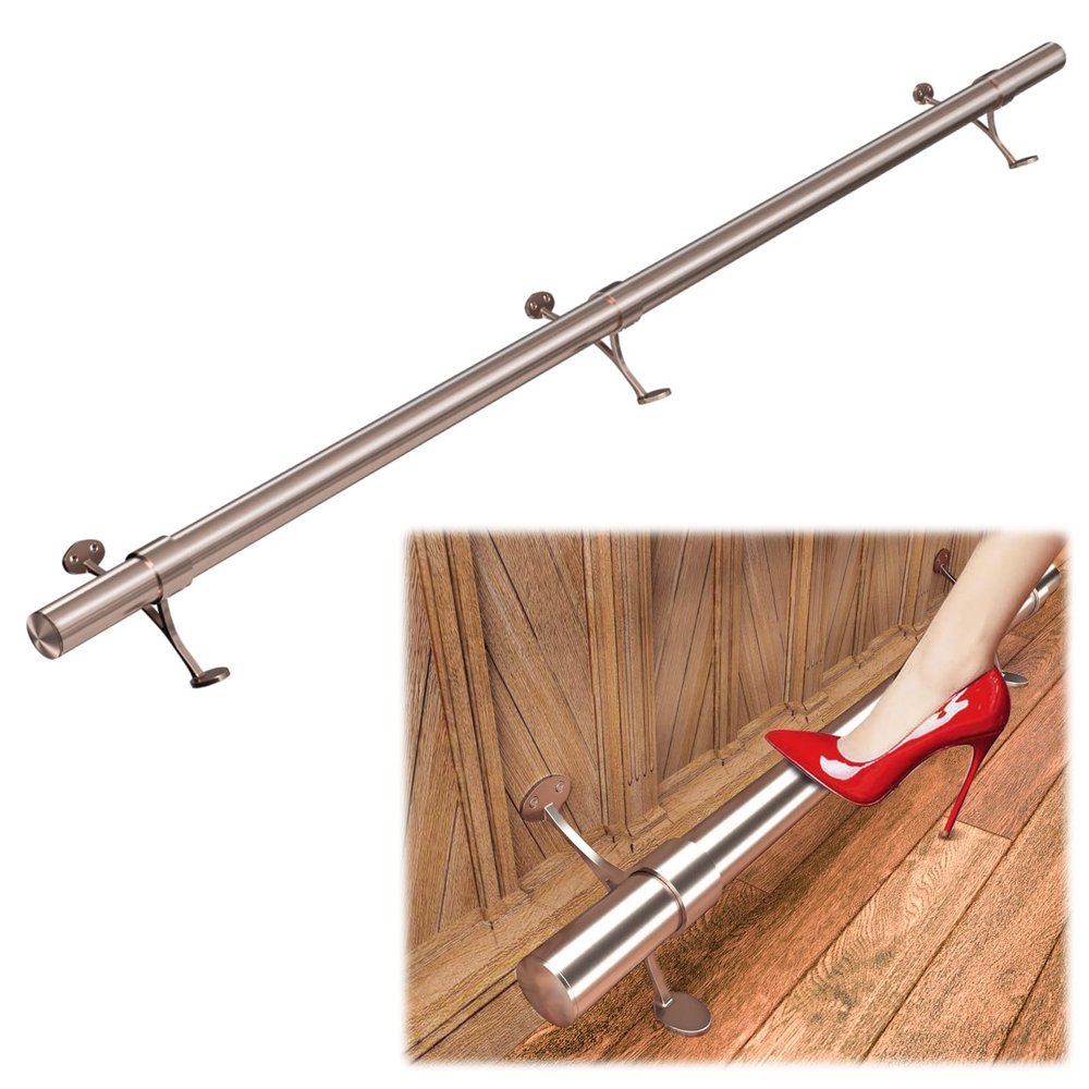 Muzata 6Ft Foot Rail Bar Rail Undercounter Mount Complete Kit 2'' OD, Antique Copper Plating Finish,T304 Stainless Steel HF20-PA4