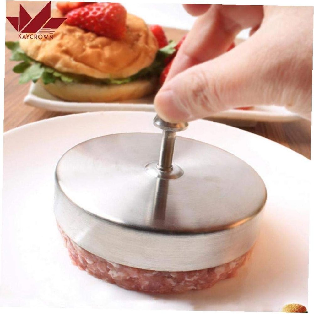 Hotaden Stainless Steel Ham Press Mold Meat Burger Press Cutlets Stuffed Patty Maker Mould Patties Food Kitchen Gadgets Tools 1pc Silver