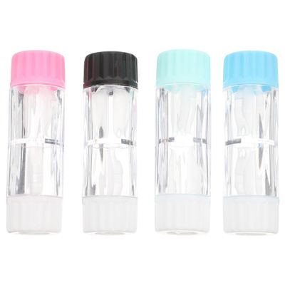 HEALLILY Mini Colorful Contact Lens Cases4PCS Travel RGP Hard Case Protective Box Cosmetic Container Holder Lens Solution(Black Green Blue and Pink)