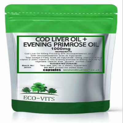 Cod Liver Oil and Evening Primrose Oil 1000mg 60 Capsules, Omega-3 + GLA for Skin, Hormonal Balance & Immune Support High Strength