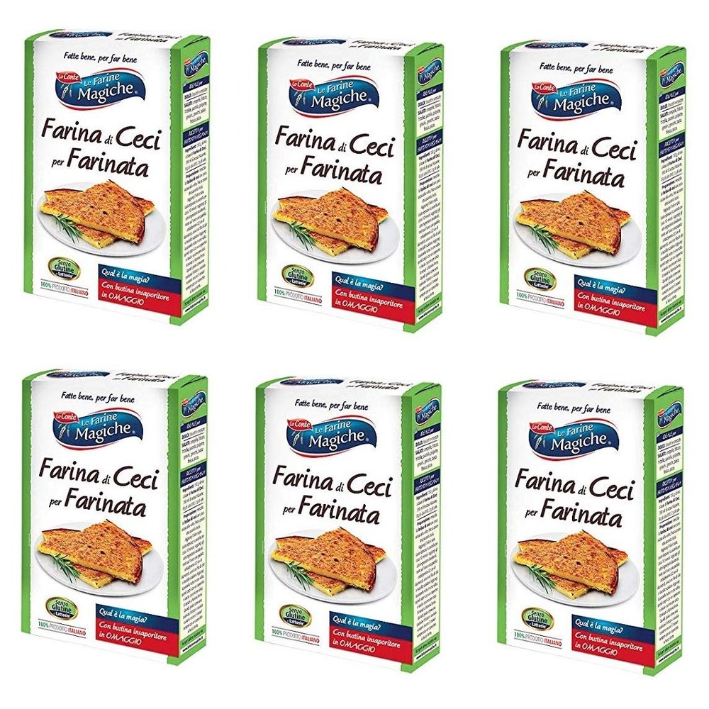 6X Lo Conte Le Farine Magiche Farina di Ceci for Farinata Chickpea Flour Gluten Free Italian Chickpeas 320g
