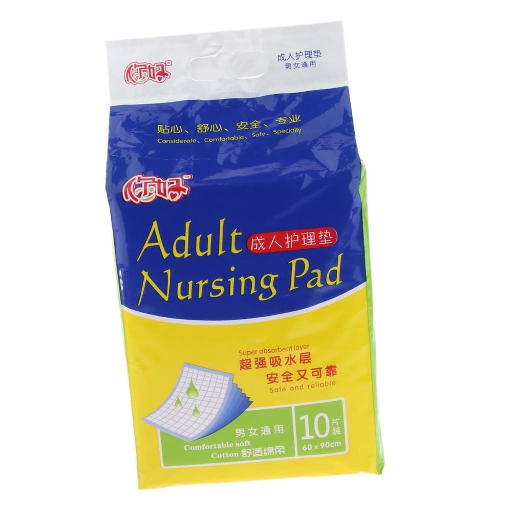 Tubayia Pack of 10 Disposable Incontinence Pad Changing Mat Incontinence Bed Pad for Adults, Disabled, Patients (Blue)