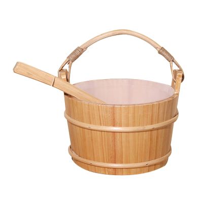 Dailymall 4L Sauna bucket Wooden Sauna Bucket with Ladle Sauna Starter Set Natural for Sauna Bathroom