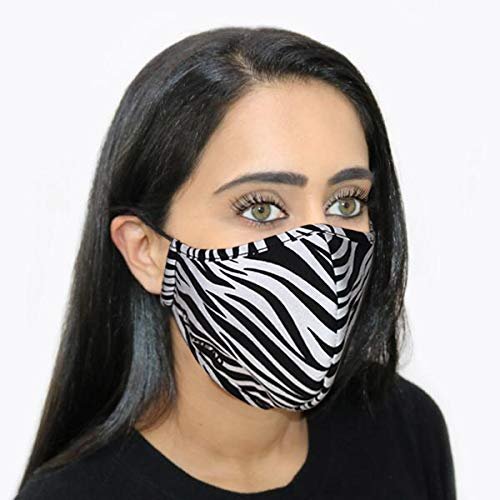 Step Ahead  | 5 Pack Triple Layer Cotton Zebra Print Face Mask (Pack of 5) | Unisex Reusable Fashion Washable | Nano Mesh Water Repellent Layer | Protects from Dust, Pollution, Droplets | UK Seller