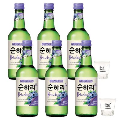 Lotte Chum Churum SOONHARI Soju - Blueberry Flavour 360ml 12% Alc./Vol (Pack of 6)