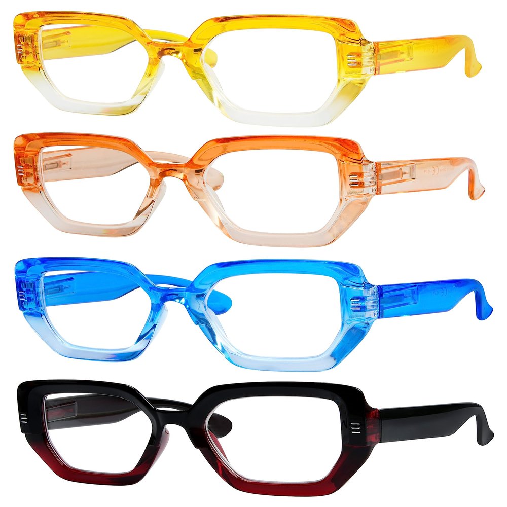 Eyekepper 4-Pack Large Frame Reading Glasses for Women - Fashionable Oversized Readers +0.50